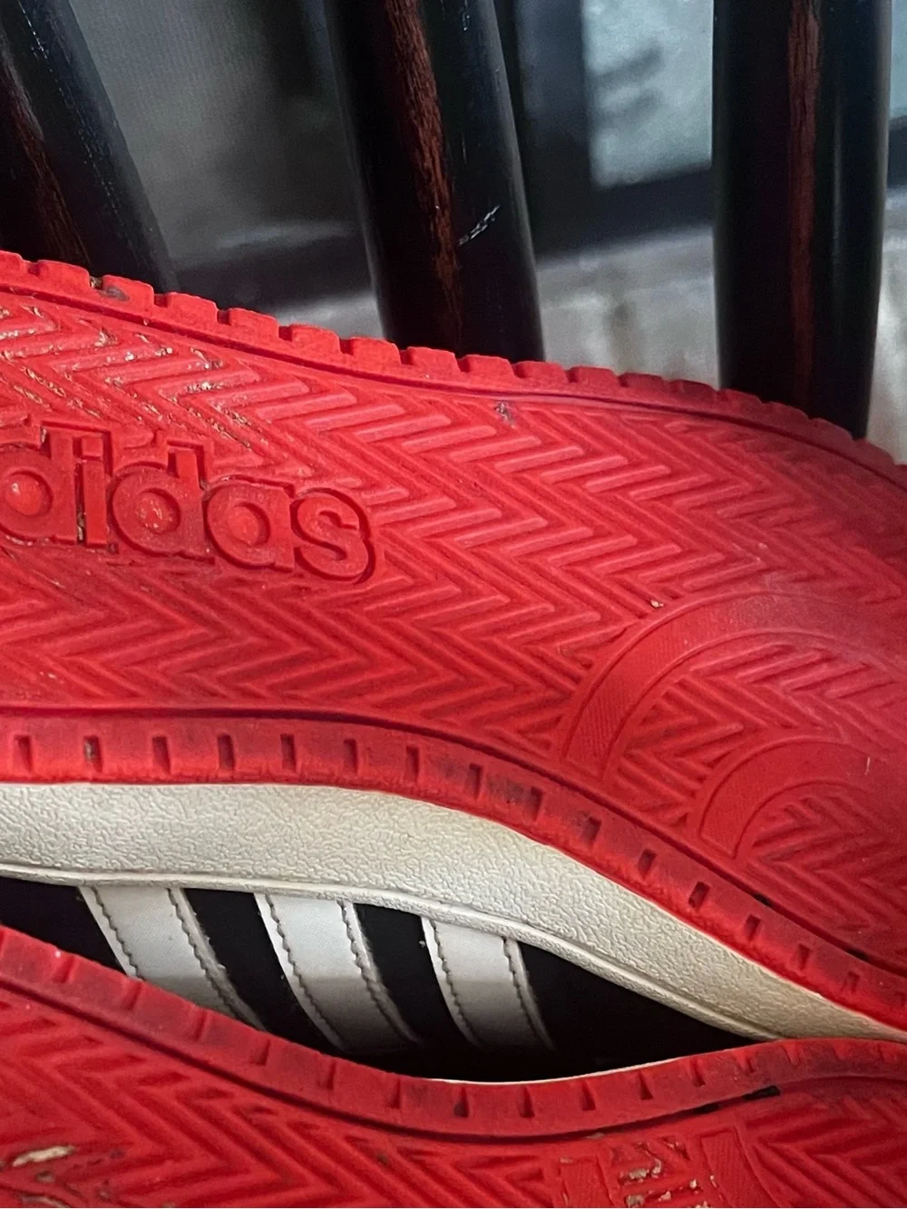 adidas Hoops 2.0 Mid Black White Red Kids Sneakers Size 3Y